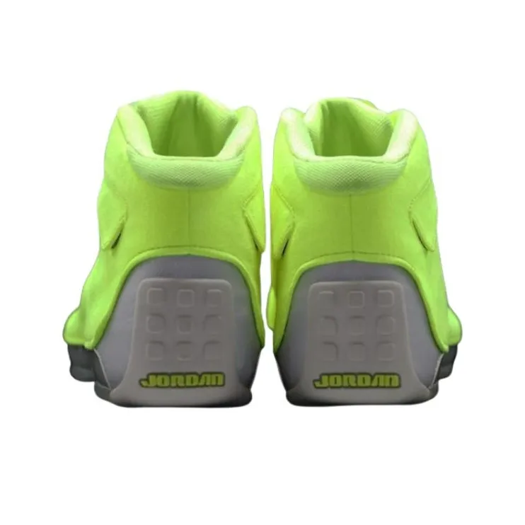 OVO x Jordan Air Jordan 18 Volt PE Wear-Resistant Mid-Top Vintage Basketball Shoes Men's Green-3