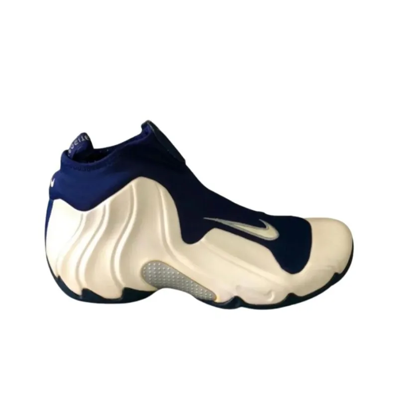 Nike Flightposite Air Slip Resistant Mid Top Vintage Basketball Shoes Men's Beige Blue-1