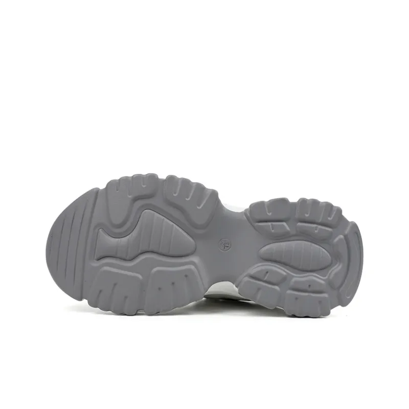 QIAONAI Anti Slip And Wear Resistant Breathable Low Top Chunky Sneakers Women's White Gray-4
