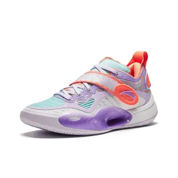 Anta Slip Resistant Low Top Basketball Shoes Men's Purple White Orange
