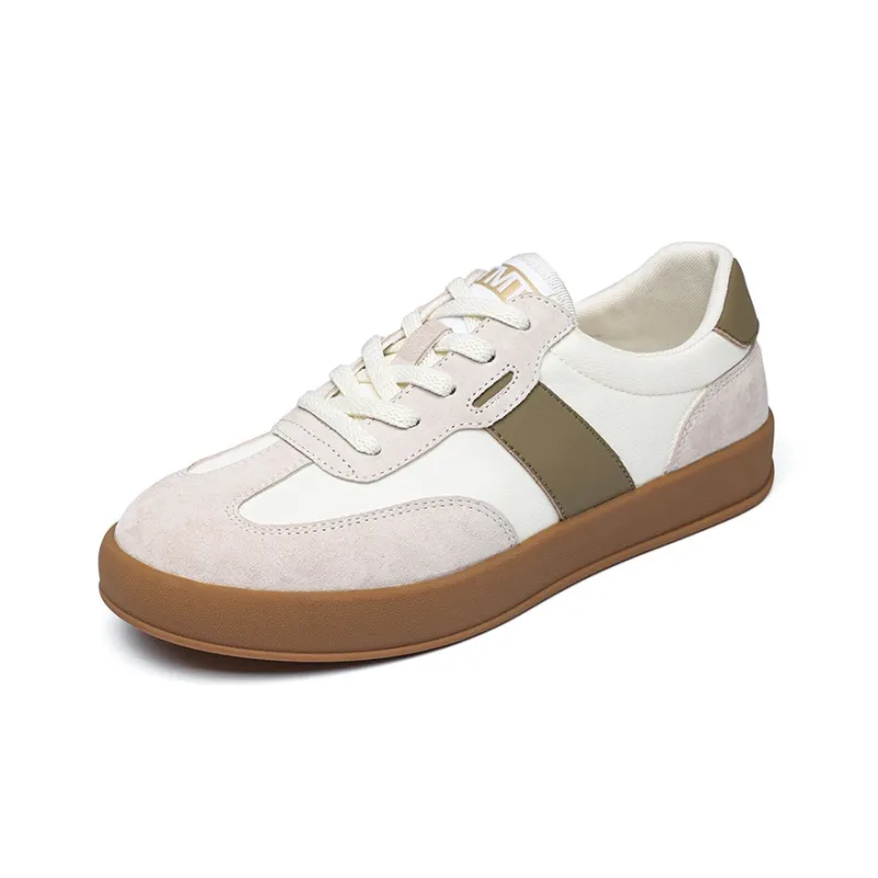 QIAONAI Low Top Skateboard Shoes Women's Beige-1