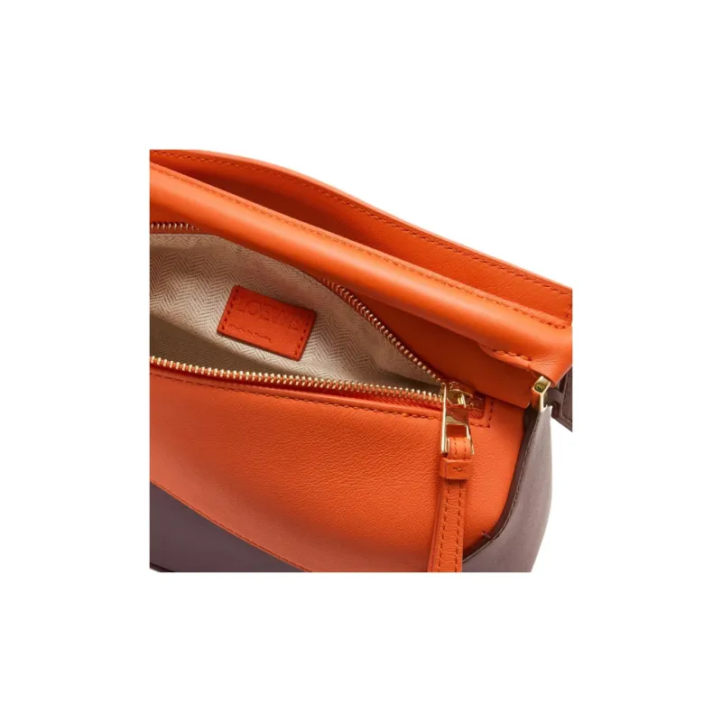 LOEWE Puzzle Calfskin Shoulder Bag Crossbody Bag Handbag Small Size Women's Fresh Orange Mixed Red-5