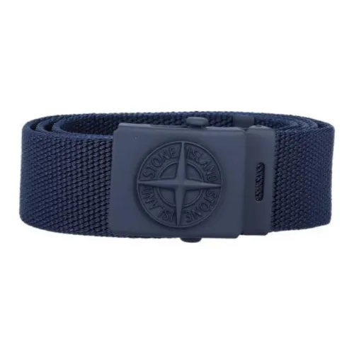 STONE ISLAND Logo Letter Smooth Buckle Belt Kids' Blue Width: 3.5cm