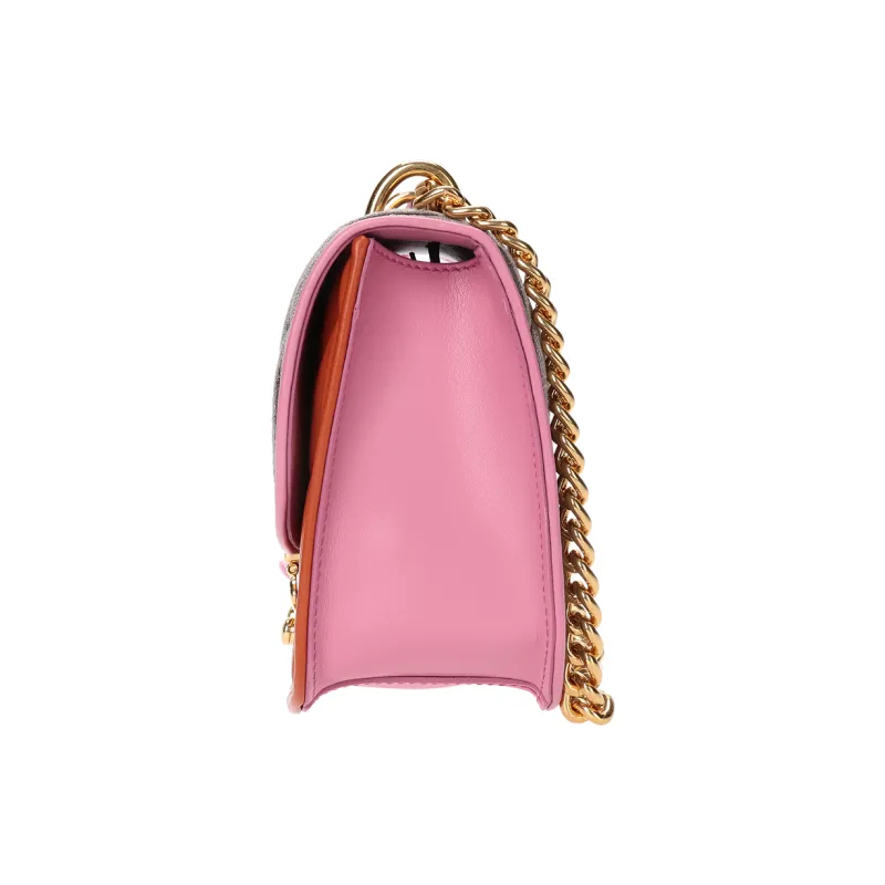 MIU MIU Fabric With Leather Shoulder Bag Unisex Orange & Gray-2