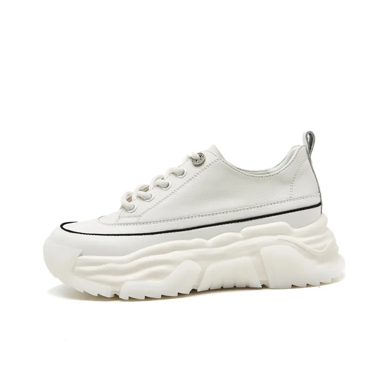 PIERCE GENTRY Chunky Sneakers Women's Low Top Black/Beige-7