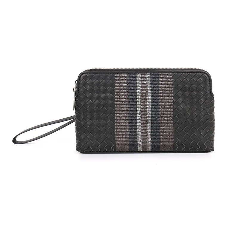 CMLZIUA Lacquered Cow Leather With Embroidery Clutch Unisex Black-8