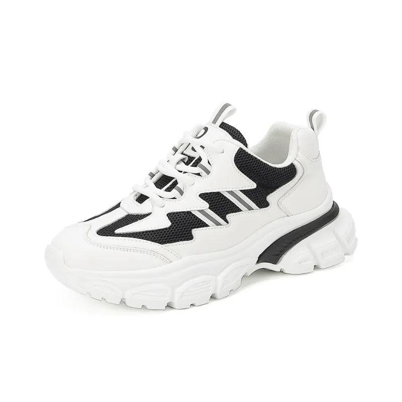 PIERCE GENTRY Chunky Sneakers Women's Low Top White/Beige Black-8