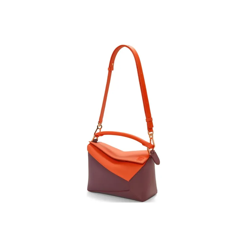 LOEWE Puzzle Calfskin Shoulder Bag Crossbody Bag Handbag Small Size Women's Fresh Orange Mixed Red-1