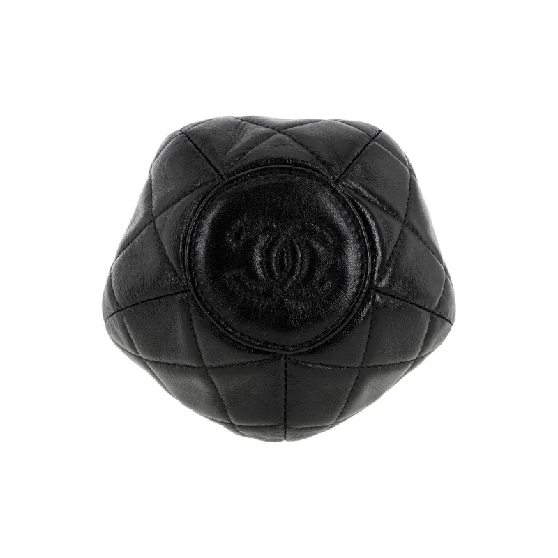 CHANEL Bright Lambskin One Shoulder Crossbody Clutch Women's Black-3