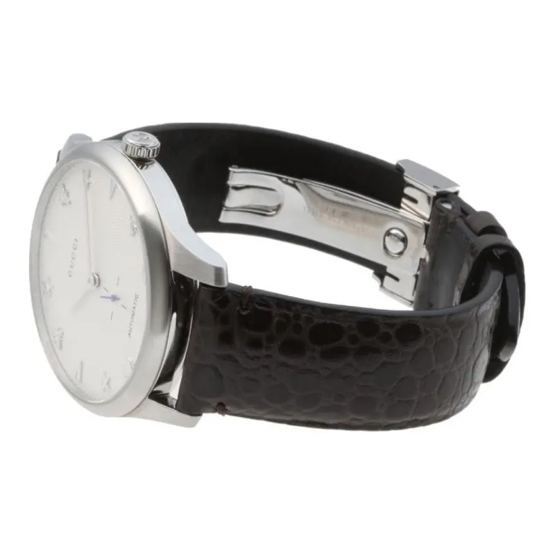 GUCCI G Timeless Collection Wrist Watch Automatic Mechanical Movement Leather Strap White Dial Men's Watches-2