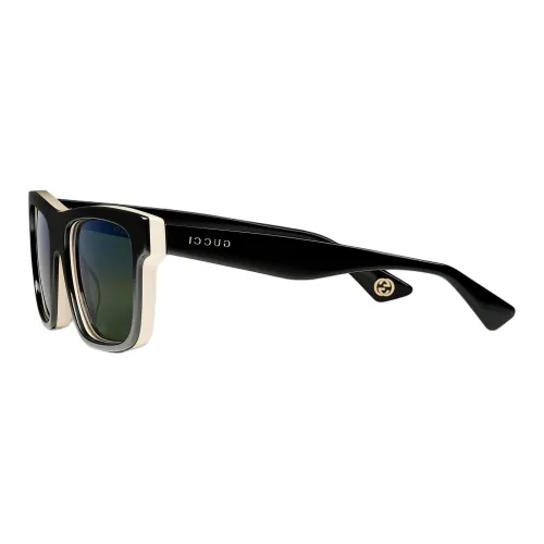 GUCCI Acetate Enamel Rectangular Sunglasses Men's Black