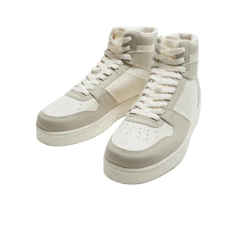 ZARA High-Top Skateboard Shoes Men's White Gray-2