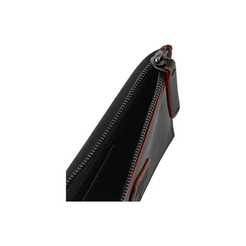 EMPORIO ARMANI PU Clutch Coin Purse Wallet Men's Black & Orange-2