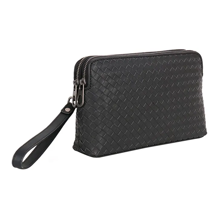 CMLZIUA Lacquered Cow Leather With Embroidery Clutch Unisex Black-2