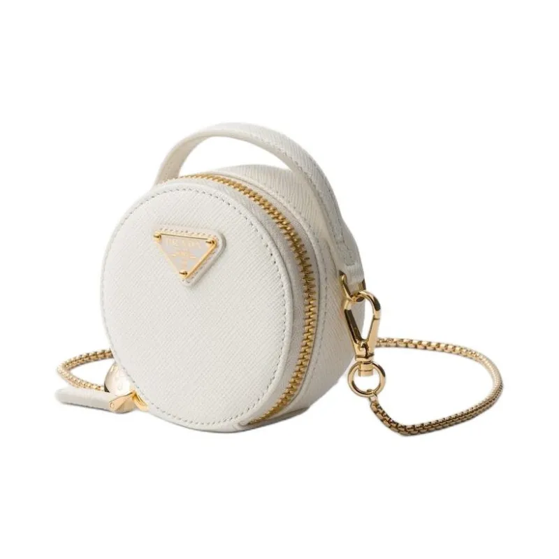 PRADA Saffiano Leather Portable Crossbody Bag, Shoulder Bag Mini Women's White-2