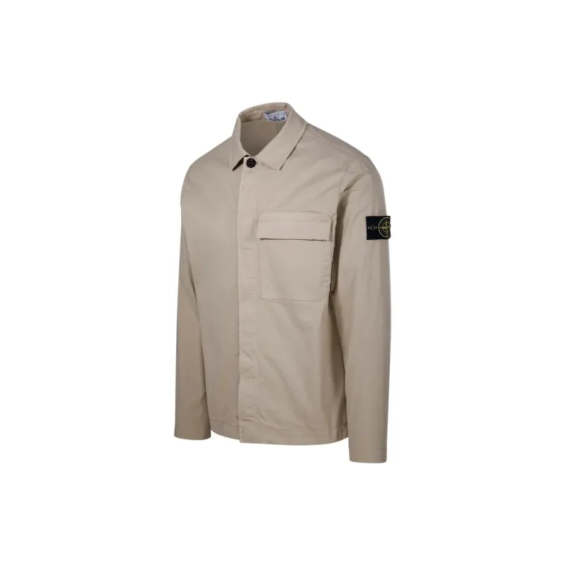 STONE ISLAND Logo Patch Collared Shirt Jacket-2