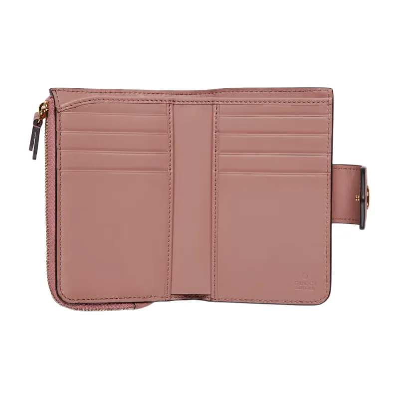 GUCCI Leather Wallet Medium Size Women's Rose Beige-4