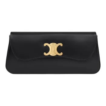 CELINE Shiny Calfskin Clutch Women's Black