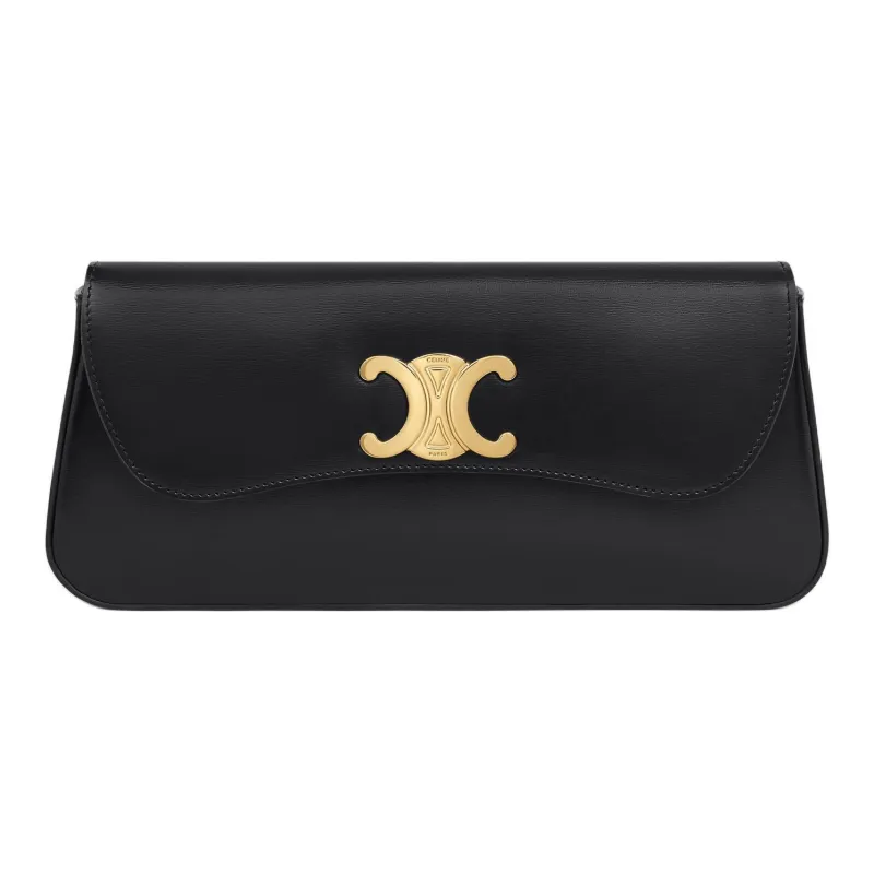 CELINE Shiny Calfskin Clutch Women's Black-0