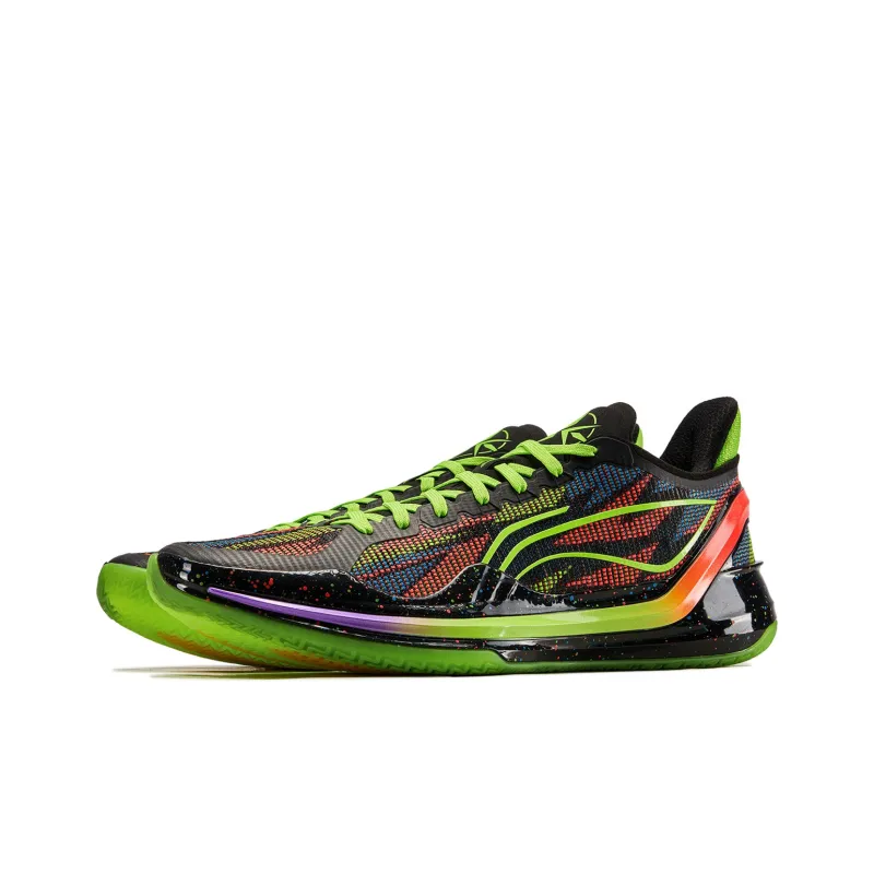 LINING Blade 4V2 Basketball Shoes Men Low Top Fluorescent Bright Grass Green/Neon Fruit Red-2