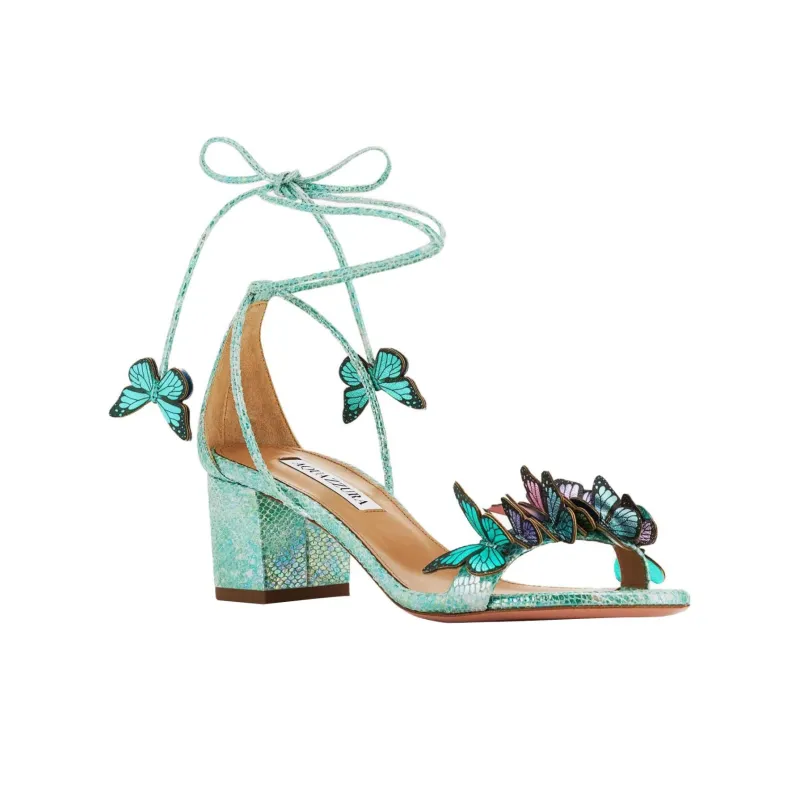 AQUAZZURA Papillon 50mm Iridescent Sandals-3