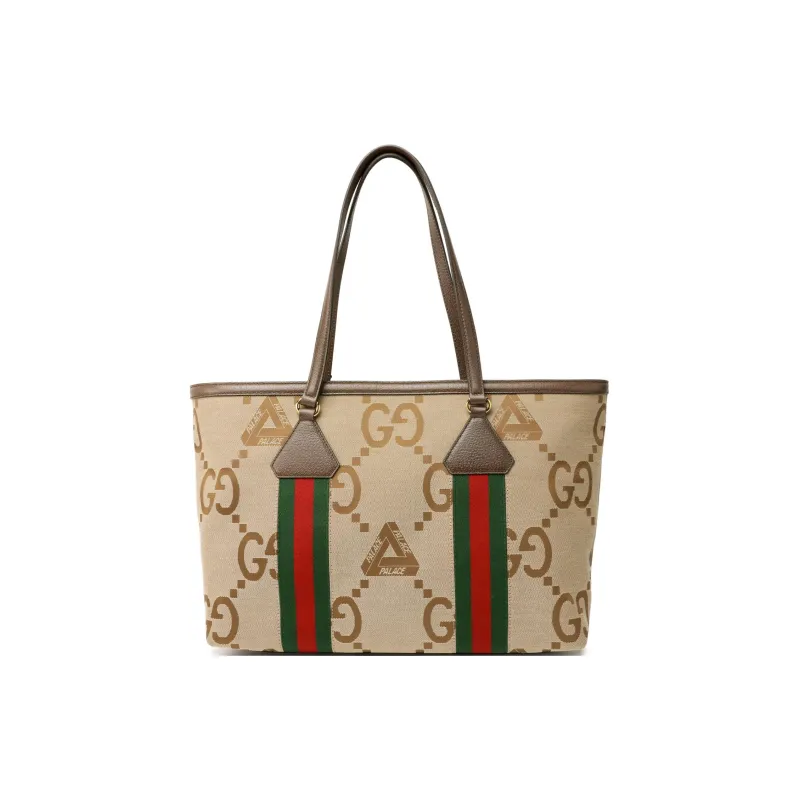 GUCCI PALACE Collaboration Gucci X Palace Collection Canvas Tote Bag Shopping Bag Handbag Shoulder Bag Unisex Camel-2