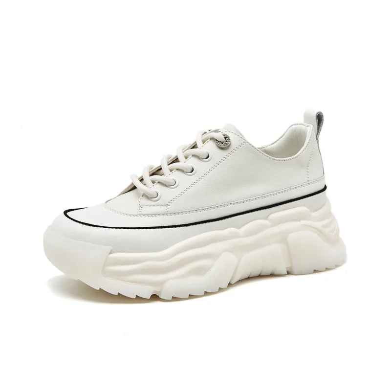 PIERCE GENTRY Chunky Sneakers Women's Low Top Black/Beige-8