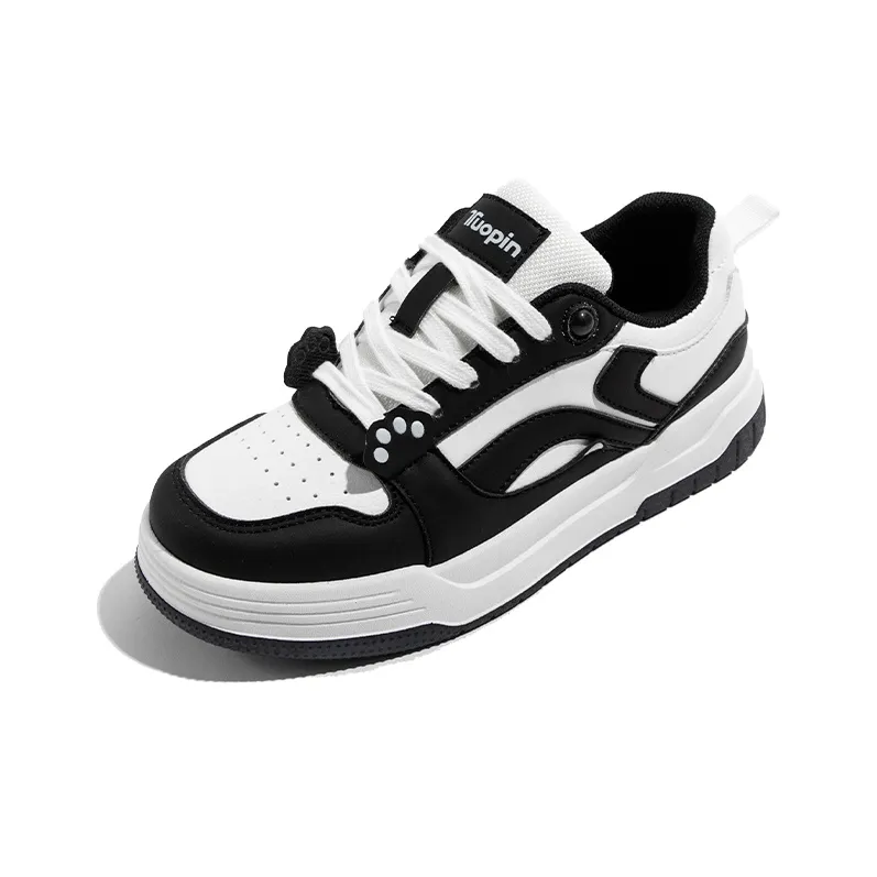 TUOPIN Pie Shoes Skateboard Shoes Unisex Low Top Black-12