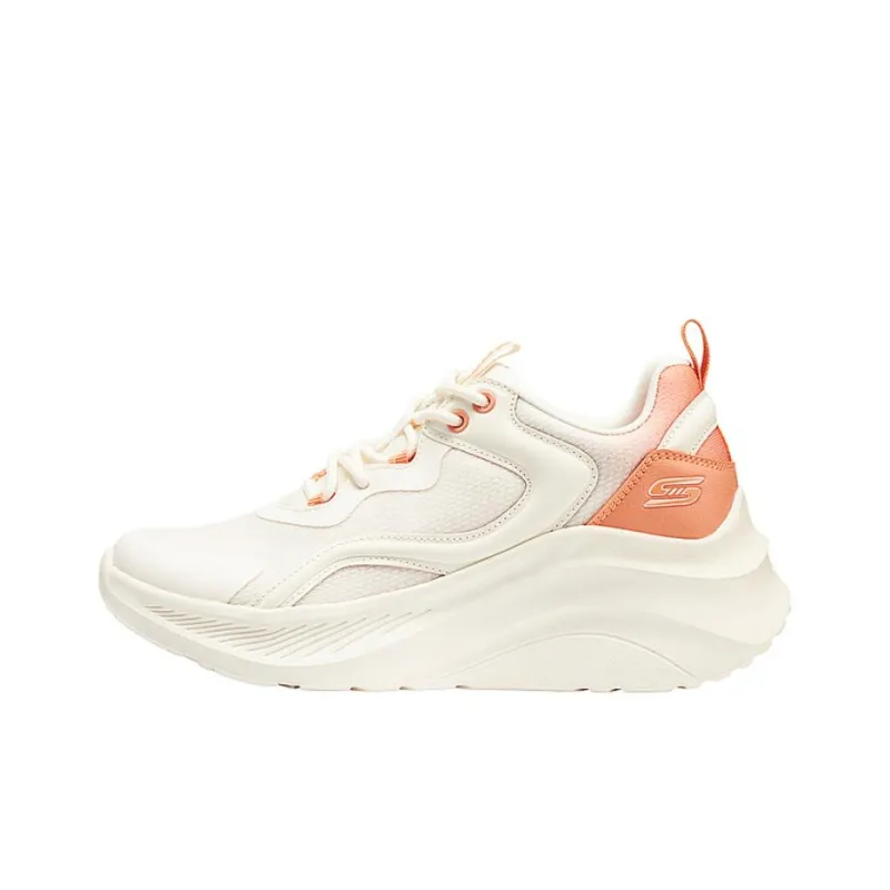 Skechers Cushioned Wear Resistant Breathable Height Increasing Low Top Casual Shoes Women's Beige Orange-0