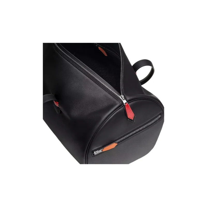 HERMES Galop D'Hermes Sport Swift Calfskin Sports Handbag Men's Navy Blue & Chili Red & Orange-4