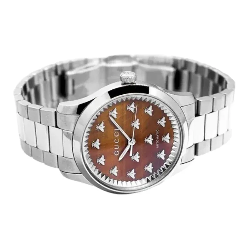GUCCI G Timeless Collection Wrist Watch Automatic Mechanical Movement Stainless Steel Watchband Gold Dial Men's Watches-3