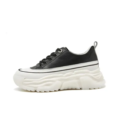 PIERCE GENTRY Chunky Sneakers Women's Low Top Black/Beige