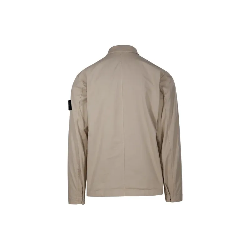 STONE ISLAND Logo Patch Collared Shirt Jacket-1
