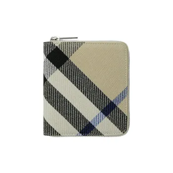 Burberry Shield Cotton Blend Wallet Medium Size Men's Moss Green