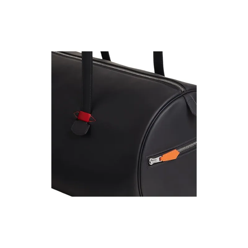 HERMES Galop D'Hermes Sport Swift Calfskin Sports Handbag Men's Navy Blue & Chili Red & Orange-5