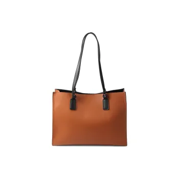 HONGU Cow Leather Tote Large Size Women's Pitch Black Brown