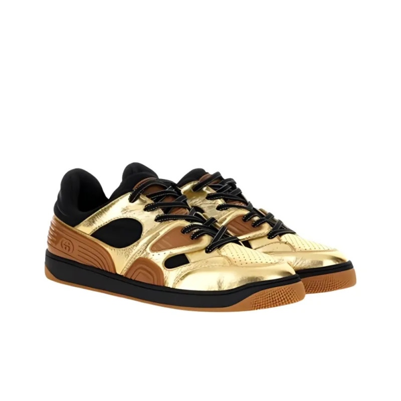 GUCCI Basket Low Gold Black-4