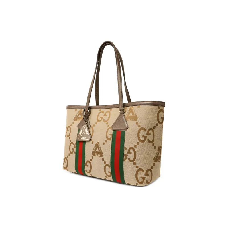 GUCCI PALACE Collaboration Gucci X Palace Collection Canvas Tote Bag Shopping Bag Handbag Shoulder Bag Unisex Camel-1