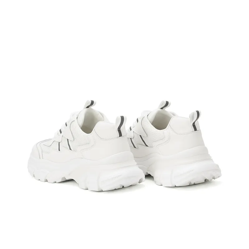 PIERCE GENTRY Chunky Sneakers Women's Low Top White/Beige Black-2