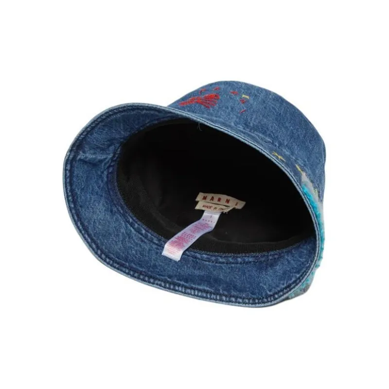MARNI Embroidered Denim Bucket Hat-4