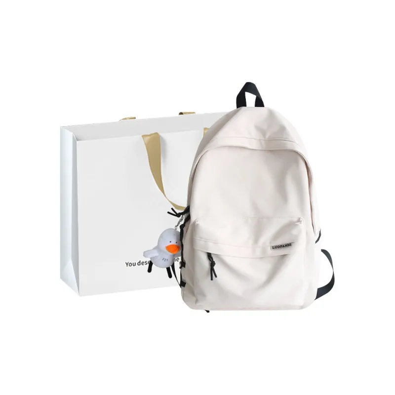 Aini Rabbit Nylon Backpack Regular Unisex White/Black-3