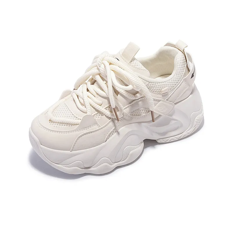 Shen Linsen Abrasion Resistant Low Top Chunky Sneakers Women's Beige-2