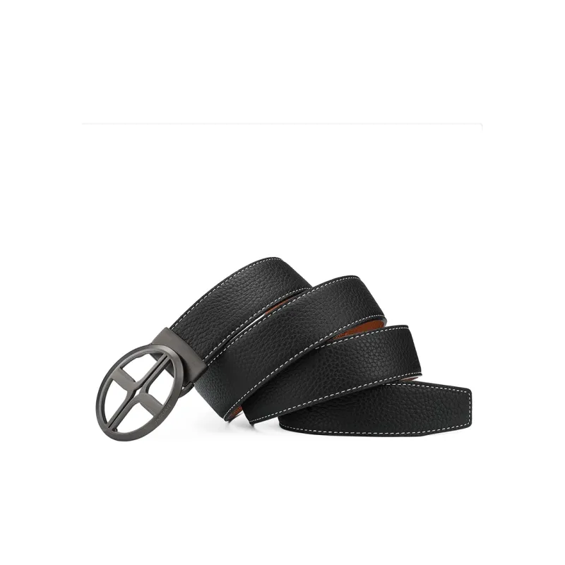 JAGUAR Trendy Fashion Cut Out Cow Leather Men's Automatic Buckle Leather Belts Men's Width 3.4cm-4