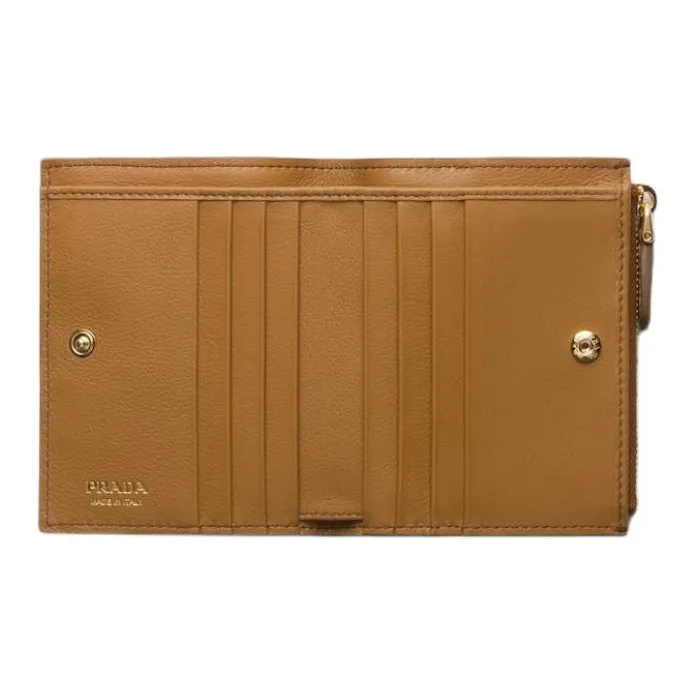 PRADA Leather Wallet Women's Camel-1