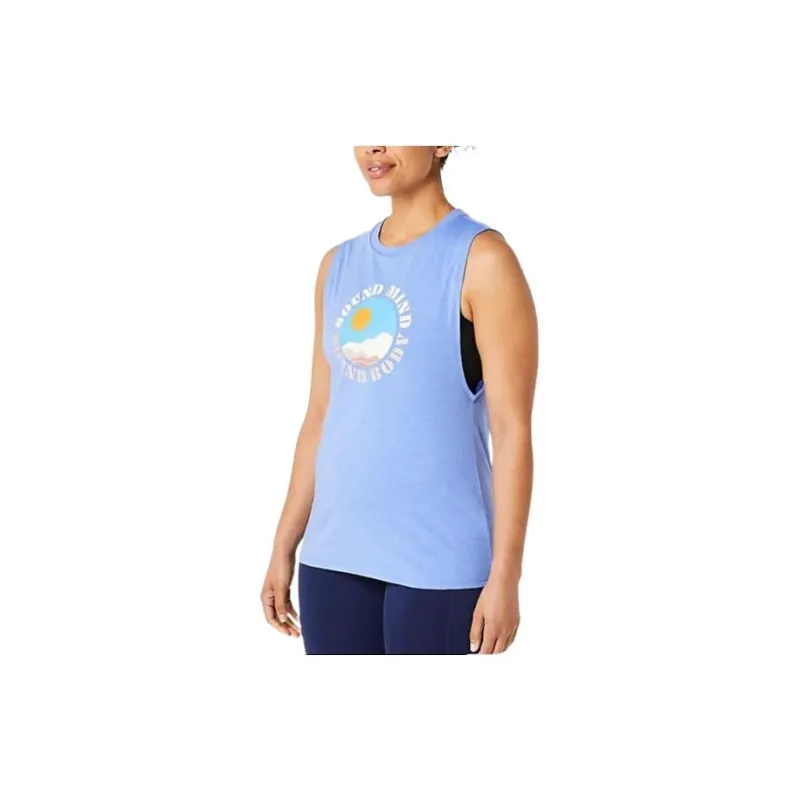 Asics Sun In The Sky Slogan Muscle Tee T-Shirt Women's Blue-1
