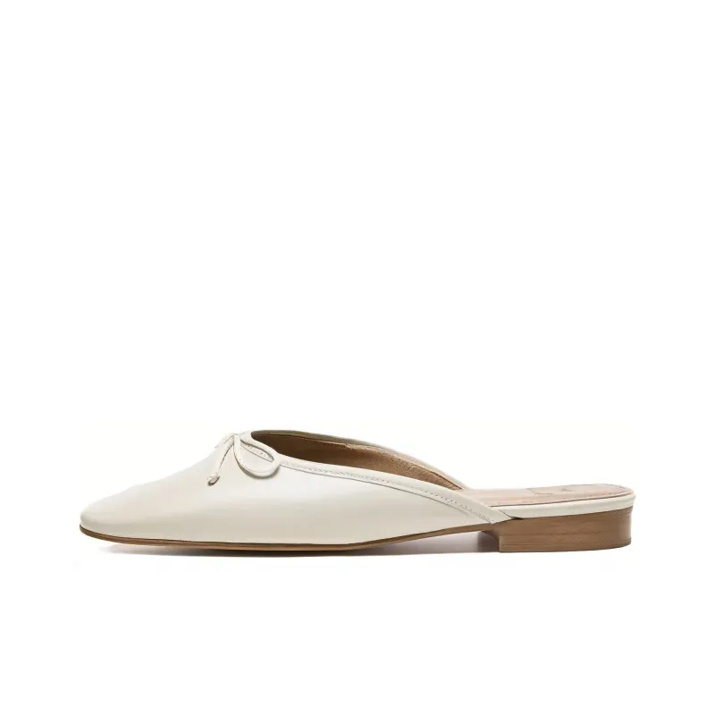 FLATTERED Closed Toe Slippers 1.5cm Women's Milk White-0