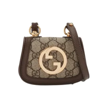 GUCCI Blondie Canvas Saddle Bag Wallet, Shoulder Bag, Crossbody Bag Extra Mini Women's Ebony