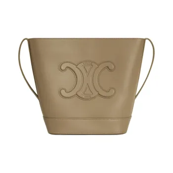 CELINE Cuir Triomphe Cow Leather Bucket Bags Shoulder Bag Crossbody Bag Small Size Women's Tan