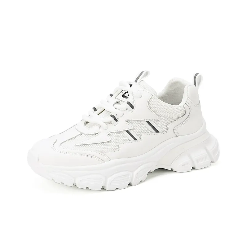 PIERCE GENTRY Chunky Sneakers Women's Low Top White/Beige Black-1