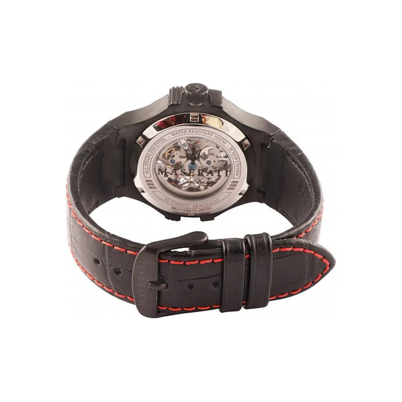 Maserati Wrist Watch Automatic Mechanical Movement Leather Watch Bands 40mm Black Dial Men's Watches-1